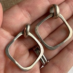 Rustic Vintage Sterling Post Dangle Earrings